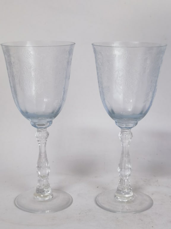 Pr. of Vintage Light Blue Compression Glass Goblet (1 of 5)