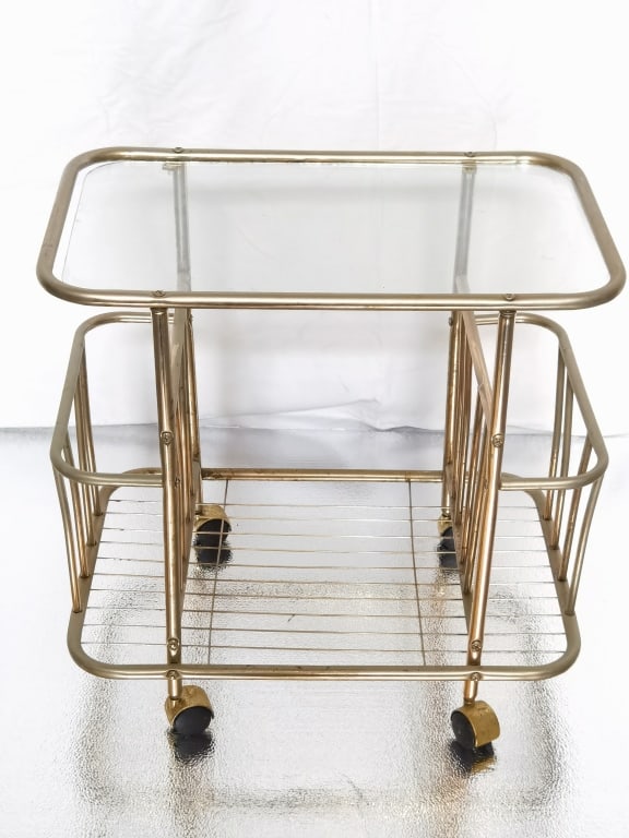 Vintage Hollywood Regency Brass Glass Magazine Car (1 of 4)