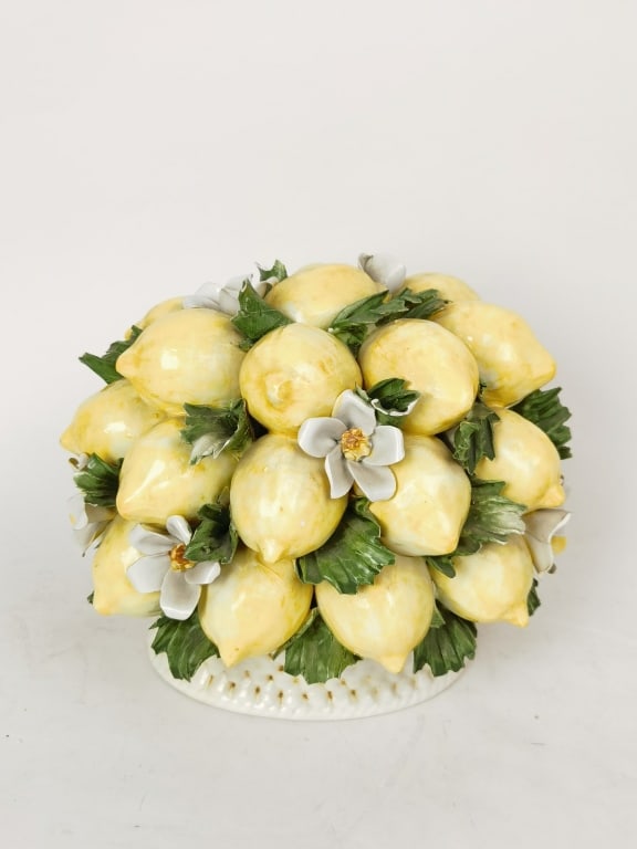 Vintage Italian Porcelain Lemon Table Decor: Vintage Italian Porcelain Lemon Table Decor, 10in by 11in