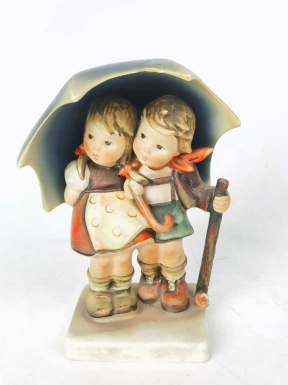 Goebel Hummel Porcelain "Stormy Weather" Figurine: Goebel Hummel Porcelain "Stormy Weather" Figurine, 6.25in