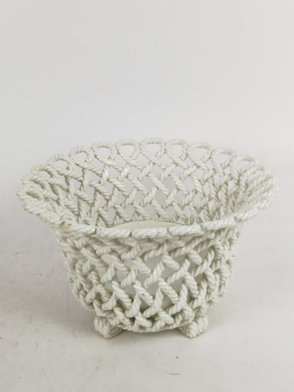 Vintage Spanish Goodfriend Porcelain Braided Baske: Vintage Spanish Goodfriend Porcelain Braided Basket,