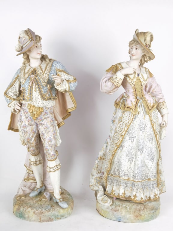 Pr. of Large 19th C. German Porcelain Figurines (1 of 16)