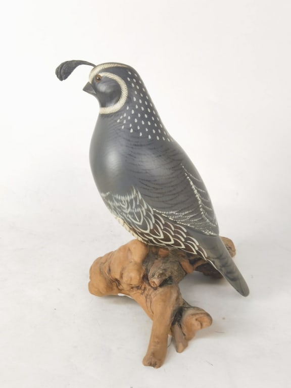 Vintage Wood Carved California Quail (1 of 3)