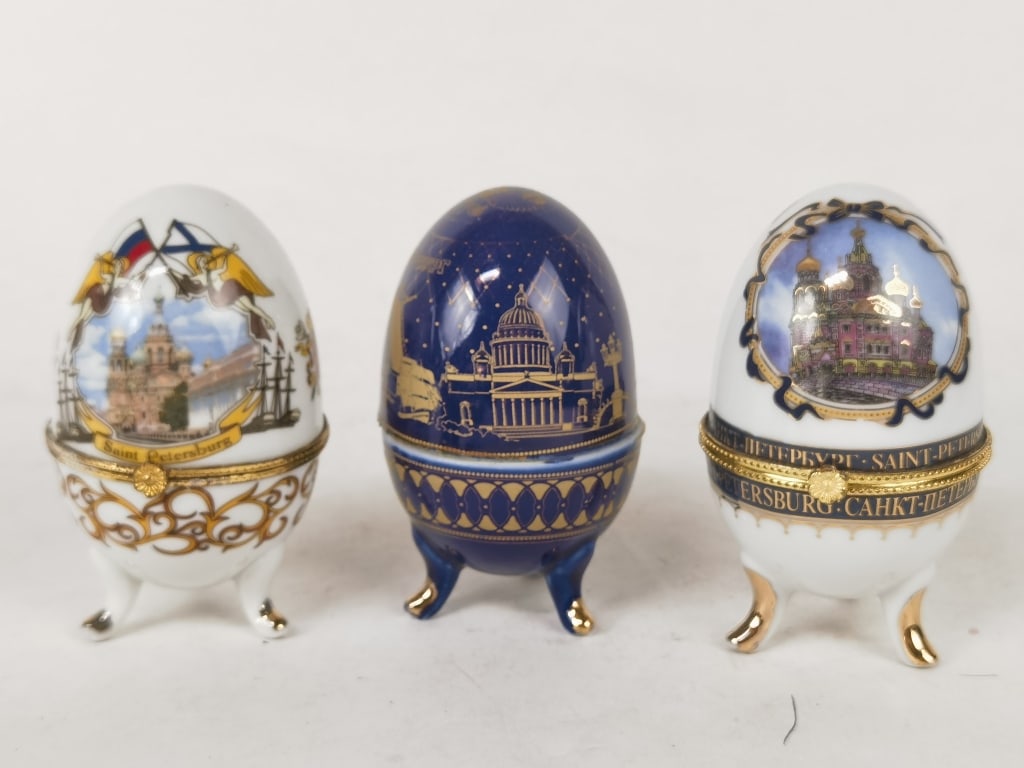 Petersburg and Acko Porcelain Eggs: Petersburg and Acko Porcelain Eggs, 4in
