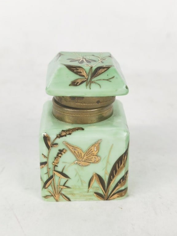 Vintage Peint Main Limoges France Green Trinket Bo (1 of 4)