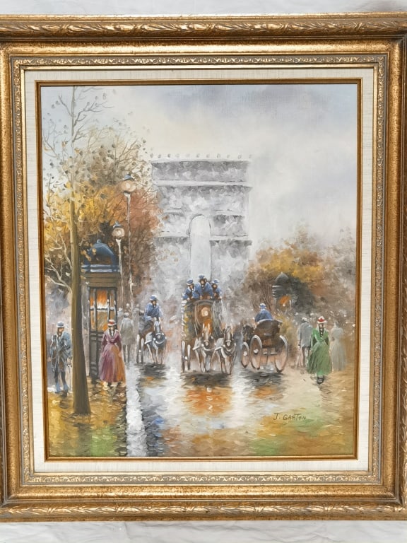 French Oil Painting, Signed J. Gaston: French Oil Painting, Signed J. Gaston, 32in by 28in