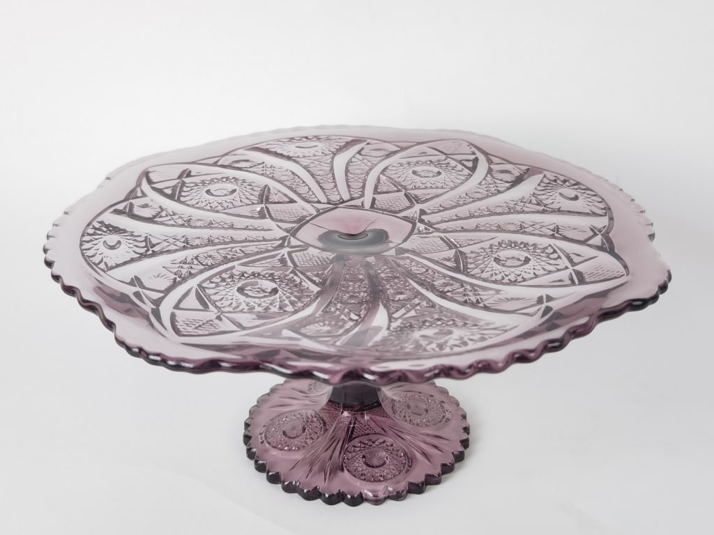 Vintage Viking Amethyst Glass Cake Stand (1 of 4)