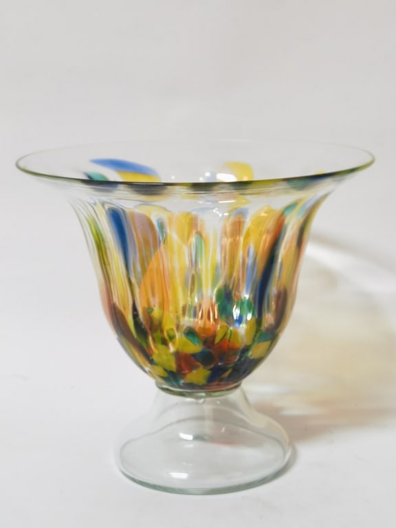 Vintage Murano Style Multicolor Glass Pedestal Vas (1 of 3)