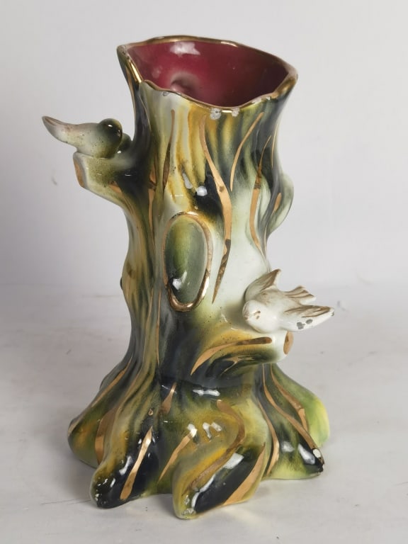 Porcelain Tree Stump Sculpture Vase (1 of 4)