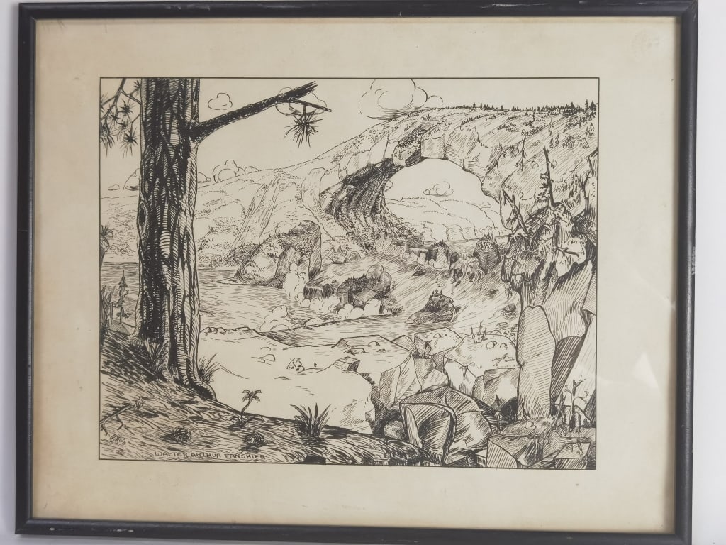Etched Print by Walter Arthur Franshier: Etched Print by Walter Arthur Franshier, 12in by 15in