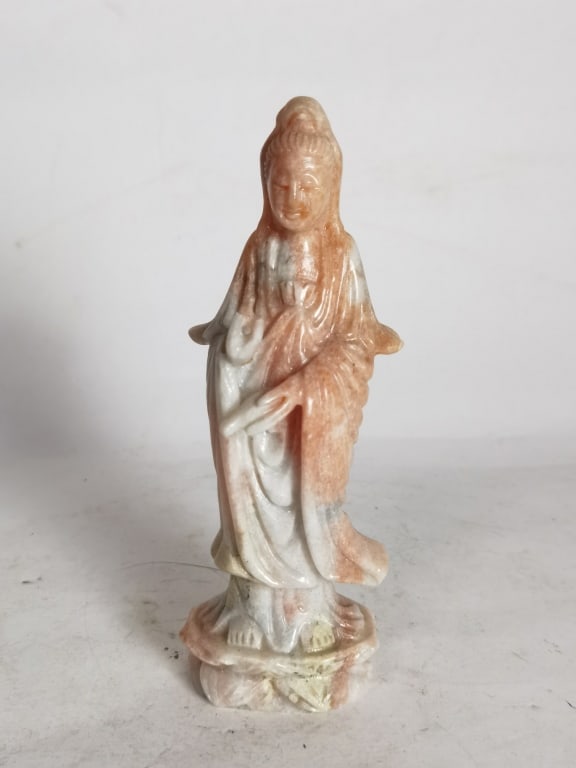 Chinese Soapstone Carved Guanyin: Chinese Soapstone Carved Guanyin, 6in