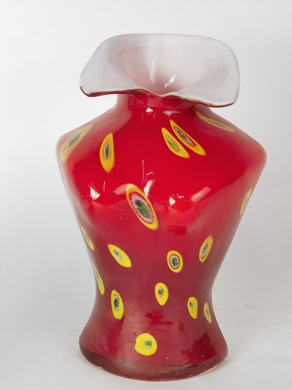 Vintage Murano Italian Red Torso Glass Vase (1 of 4)