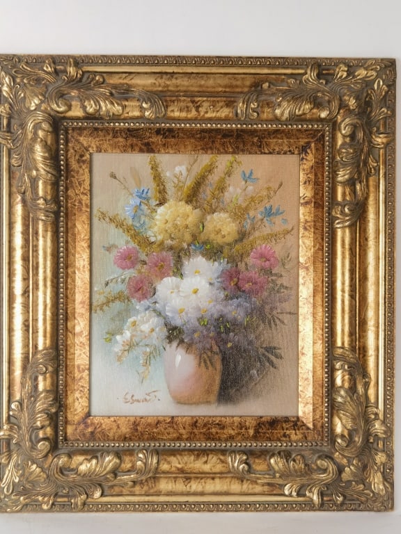 Vintage Floral Still Life Oil Painting, Signed (1 of 4)