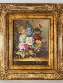 Vintage Floral Still Life Oil Painting