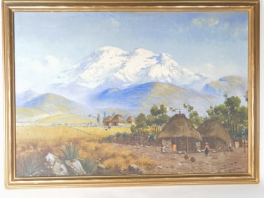 Landscape Oil Painting on Canvas, Signed E. Moncay
