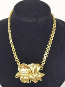 Costume Gold Tone Floral Necklace