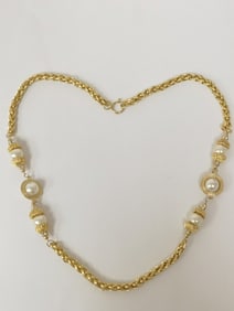 Costume Gold Tone Faux Pearl Necklace