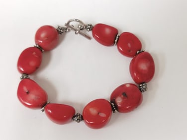 Red Coral Bead Bracelet