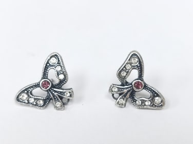 Pr. of Costume Silver Tone Rhinestone Earrings