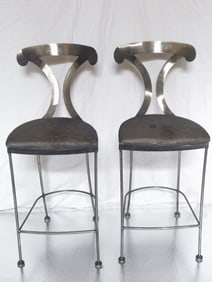 Johnston Casuals Polished Steel Counter Bar Chairs