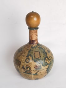 Vintage Italian Leather Wrapped Map Decanter