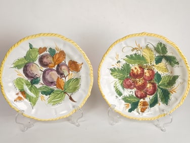(2) Vintage Italian Porcelain Hand Painted Plates