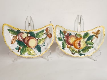 (2) Vintage Italian Porcelain Hand Painted Half Pl