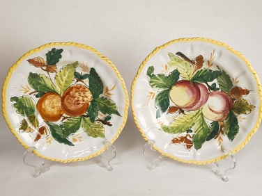 (2) Vintage Italian Porcelain Hand Painted Plates