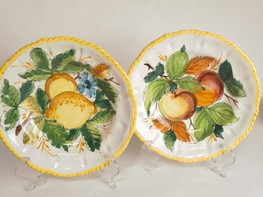 (2) Vintage Italian Porcelain Hand Painted Plates