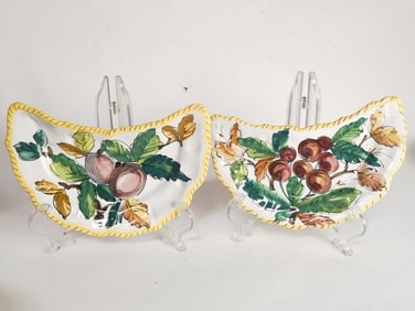 (2) Vintage Italian Porcelain Hand Painted Half Pl