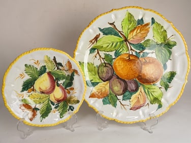 (2) Vintage Italian Porcelain Hand Painted Plates