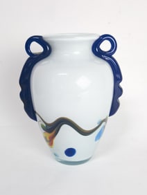 Vintage Hand Blown Opaque White Cased Art Glass Va