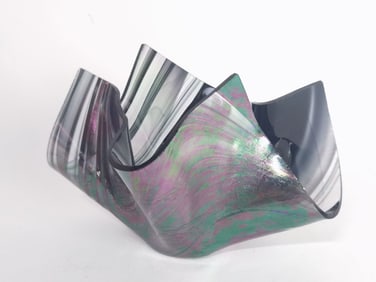 Iridescent Handkerchief Blown Glass Vase