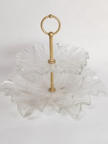 Mikasa Clear/Frosted Glass Tulip 2-Tier Serving Tr