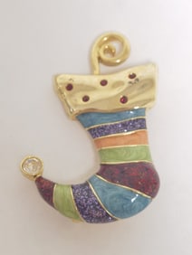 Costume Enameled Stocking Brooch