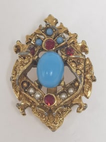 Costume Gold-Tone Rhinestone Brooch