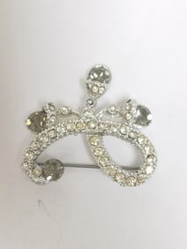 Costume Silver-Tone Rhinestone Brooch