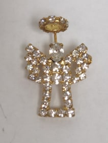 Costume Gold-Tone Rhinestone Angel Brooch