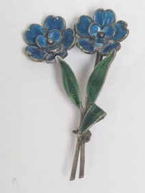 Costume Enameled Flower Brooch