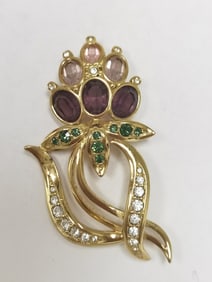 Costume Gold-Tone Rhinestone Brooch