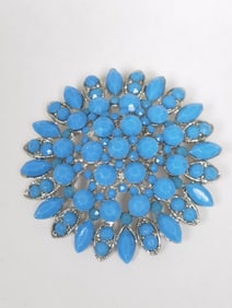 Costume Blue Bead Floral Brooch