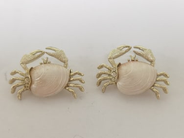 Pr. of Costume Rhinestone Crab Brooches