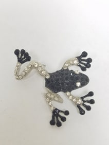 Costume Rhinestone Frog Brooch