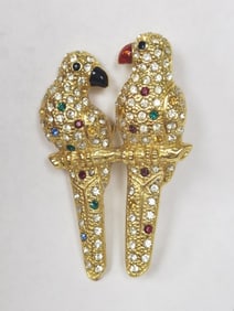 Costume Gold-Tone Rhinestone Bird Brooch