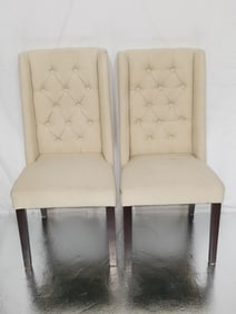 Pr. of Modern Tufted Upholstered Fabric Dining Cha
