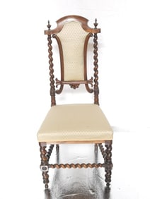 Vintage French Gothic Revival Carved High Back Cha