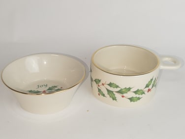 Lenox Porcelain Holiday Wine Coaster and Bowl
