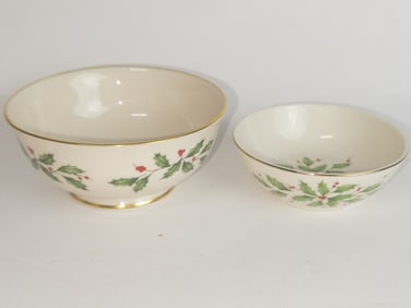 (2) Lenox Porcelain Holiday Bowls