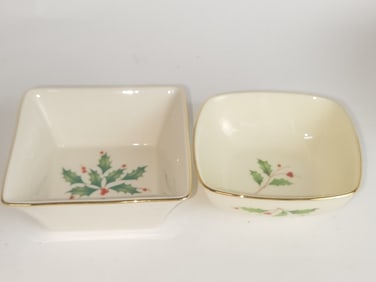 (2) Lenox Porcelain Holiday Bowls