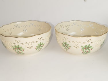 Pr. of Lenox Porcelain Holiday Bowls